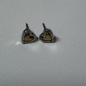 Brighton Heart-Shaped Silver and Gold Stud Earrings